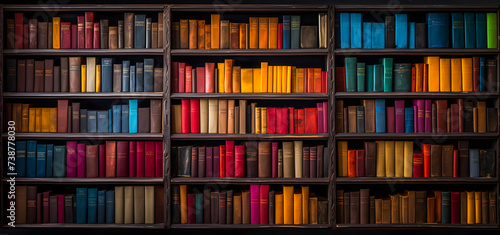 Bibliothèques remplies de livres colorés photo