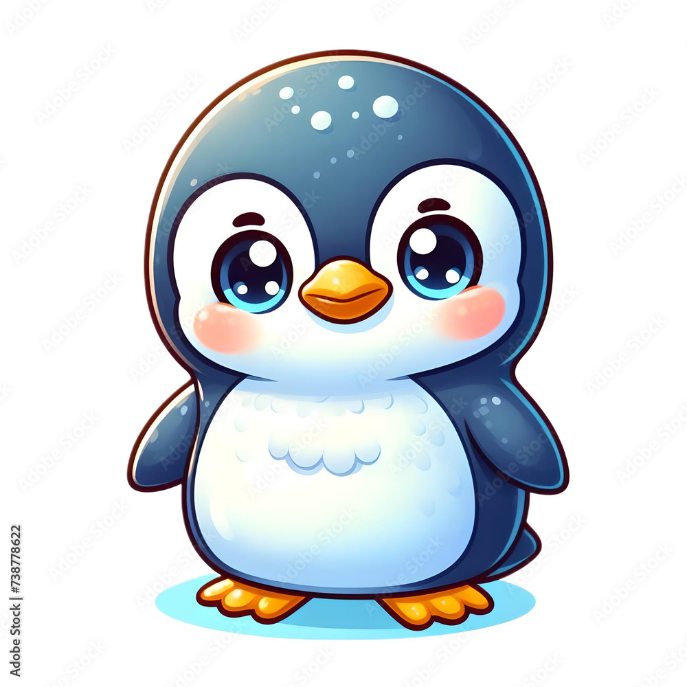 Fototapeta premium Cute baby penguin on ice