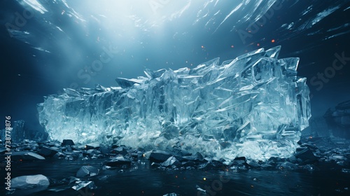 a group of ice blocks in the ocean