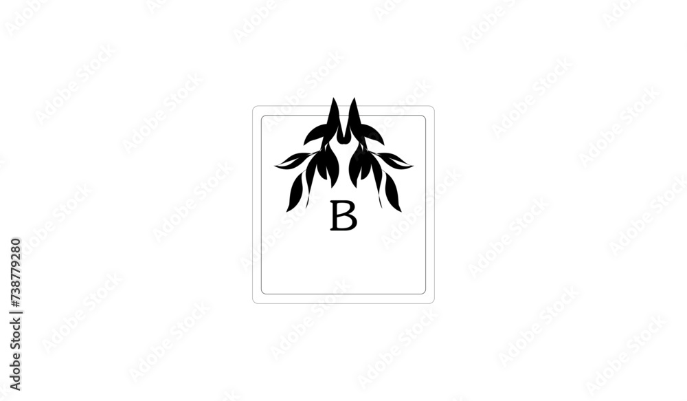 illustration of a silhouette of a leaf Alphabetical Logo