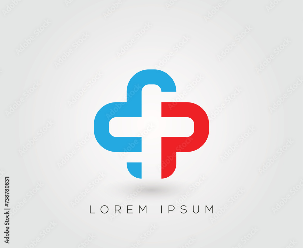 P Letter cross plus medical logo design vector template P Letter cross plus medical logo design vector template