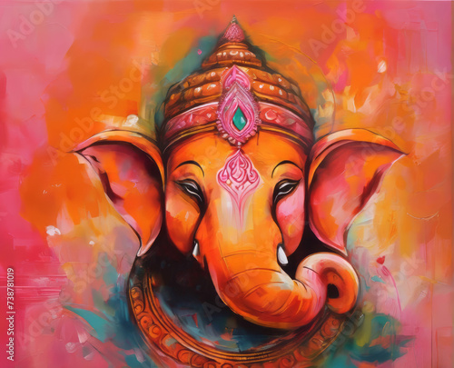 Illustration of Lord Ganesha, the son of God Shiva and Goddess Parvati. The Hindu God Ganesha is the remover of obstacles .He is the first God to be worshipped in all Hindu rites and rituals.