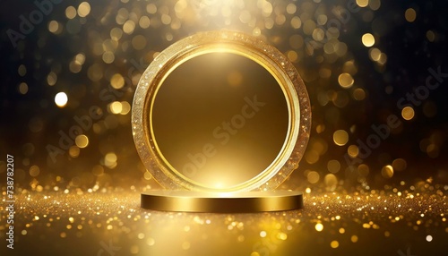 gold background, a blank golden circle lights mockup against an immaculate blank background