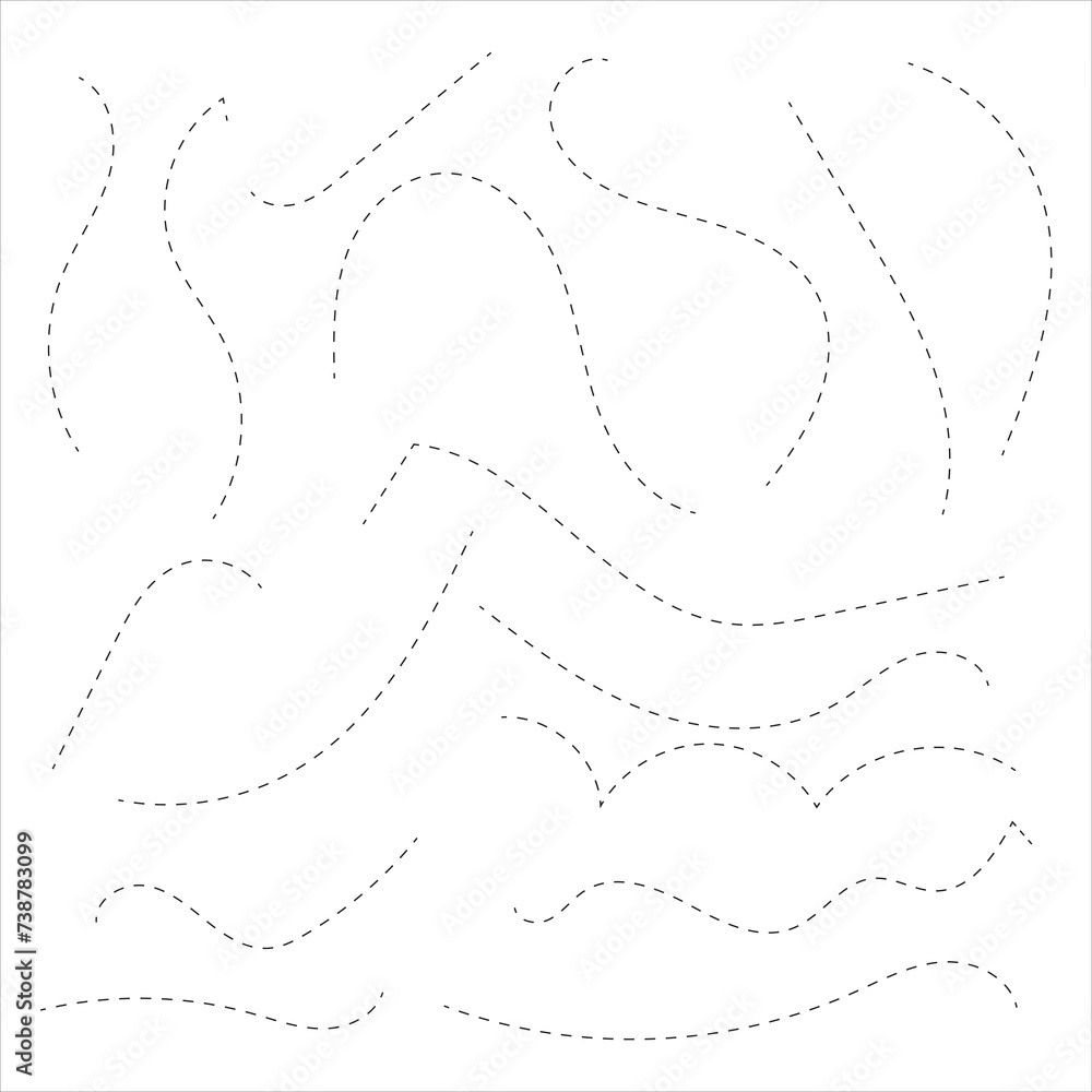 Dotted line doodle set. Hand drawn dashed different way element. Linear route collection. Vector isolated on white. Hand drawn dotted line vector set Dotted line doodle set. Hand drawn dashed different way element. Linear route collection. Vector isolated on white. Hand drawn dotted line vector set