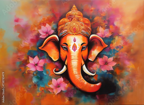 Illustration of Lord Ganesha, the son of God Shiva and Goddess Parvati. The Hindu God Ganesha is the remover of obstacles .He is the first God to be worshipped in all Hindu rites and rituals.