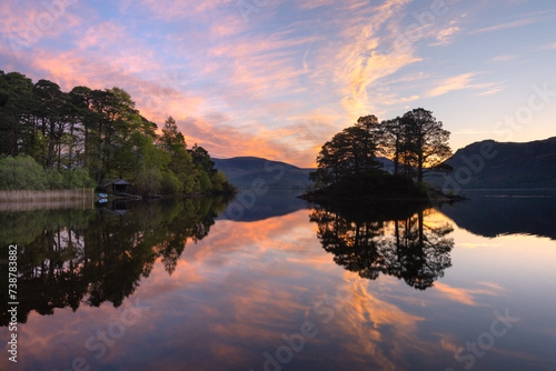 Lake District sunrise at Manesty island on Derwentwater on a still Summer morning. © _Danoz