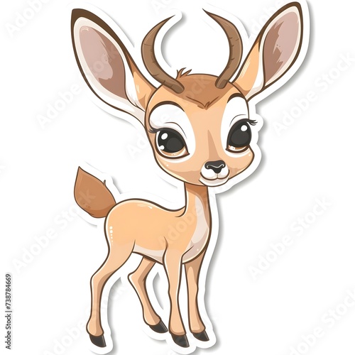 cute and funny baby Gazelle sticker on a white background © AiStickers