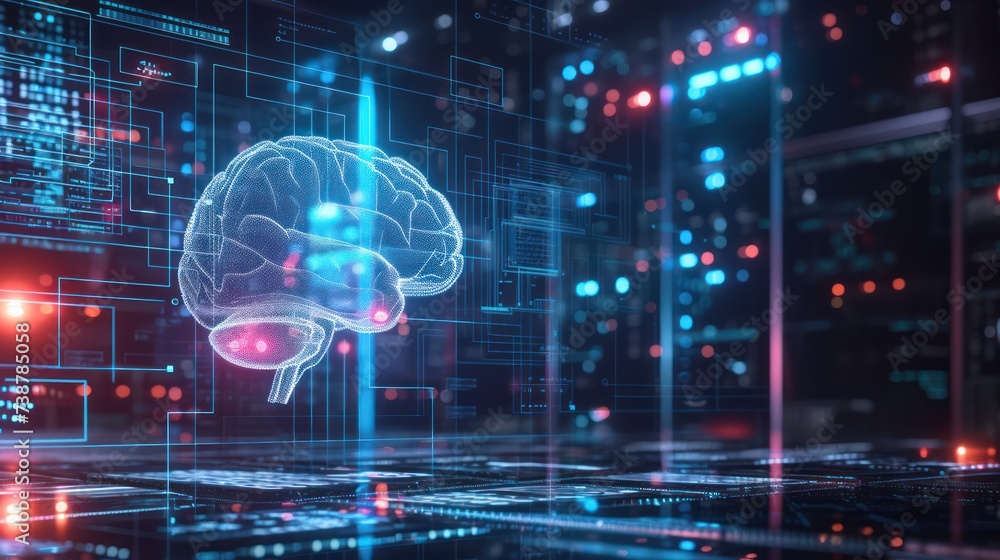 Technological Brain Illustration Symbolizing Artificial Intelligence Technological Advancement Technological Brain Illustration Symbolizing Artificial Intelligence Technological Advancement