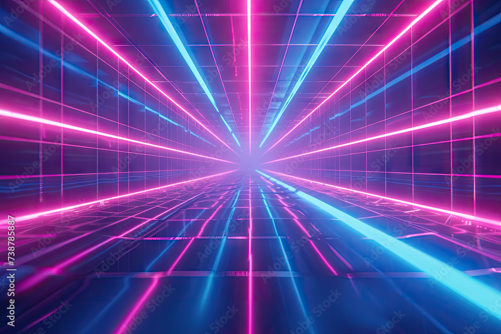 a blue and pink futuristic background, in the style of neon grids, cosmic landscape a blue and pink futuristic background, in the style of neon grids, cosmic landscape