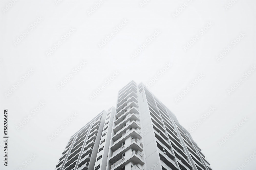 Fototapeta premium White modern building on white background with copyspace