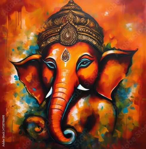 Illustration of Lord Ganesha, the son of God Shiva and Goddess Parvati. The Hindu God Ganesha is the remover of obstacles .He is the first God to be worshipped in all Hindu rites and rituals.