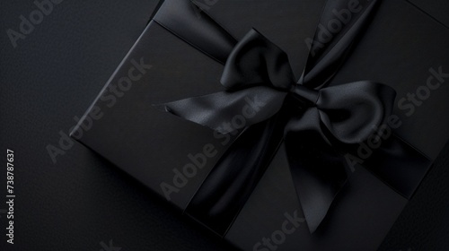 a black gift box with a bow