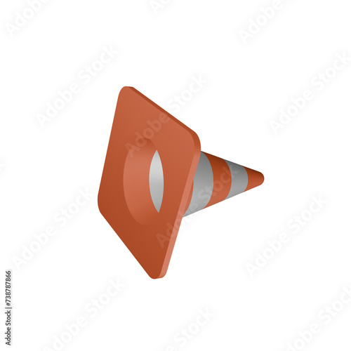 Orange Traffic Cone 3D Icon Element Render Transparent Background