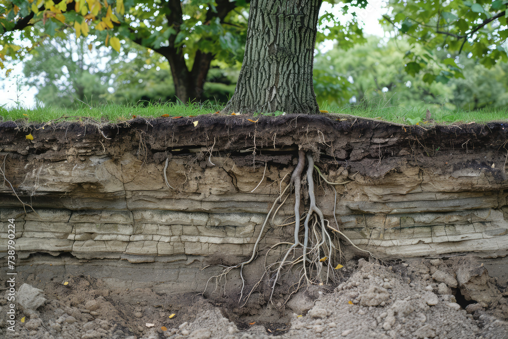side view of a tree with visible roots underground
side view of a tree with visible roots underground