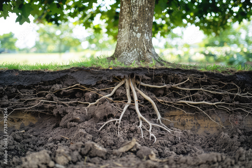 side view of a tree with visible roots underground
side view of a tree with visible roots underground
