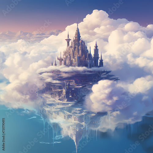 Floating city above the clouds. © Cao