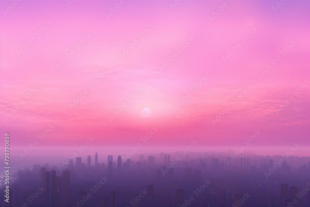 Pink Horizon Silhouette of a city skyline