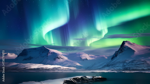 Vivid image of Northern Lights twinkling in the night sky