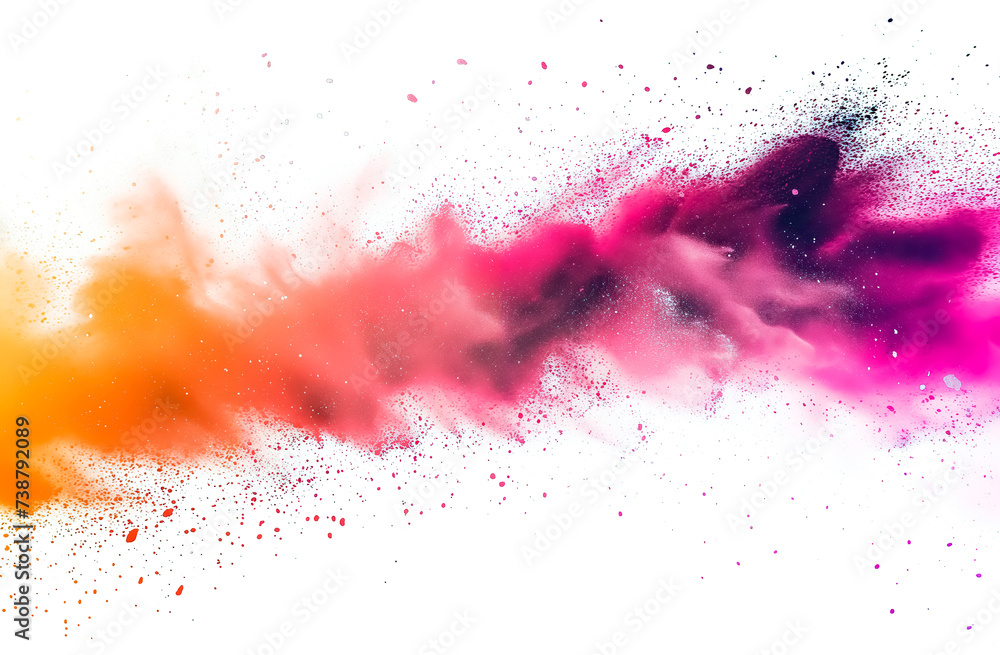 3d frame in the center with a dynamic and vibrant burst of colorful powder exploding through it with gradient of pink background