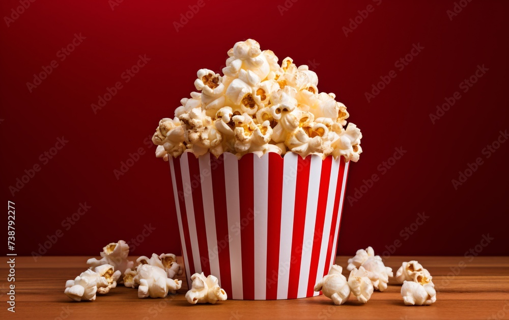 a red and white striped bucket of popcorn