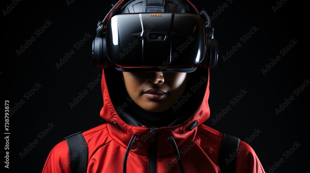 a person wearing a red jacket and black goggles a person wearing a red jacket and black goggles