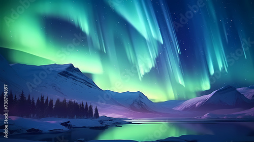 Vivid image of Northern Lights twinkling in the night sky