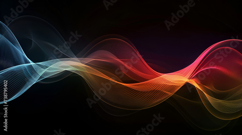 a colorful wave of smoke on a black background,Pink and Blue light neon waves on black background