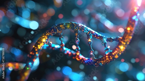 DNA double helix genetic material. Gene sequencing abstract design. Floating in space background, .science, abstract, biology, biotechnology, molecular, health, genetic © pinkrabbit