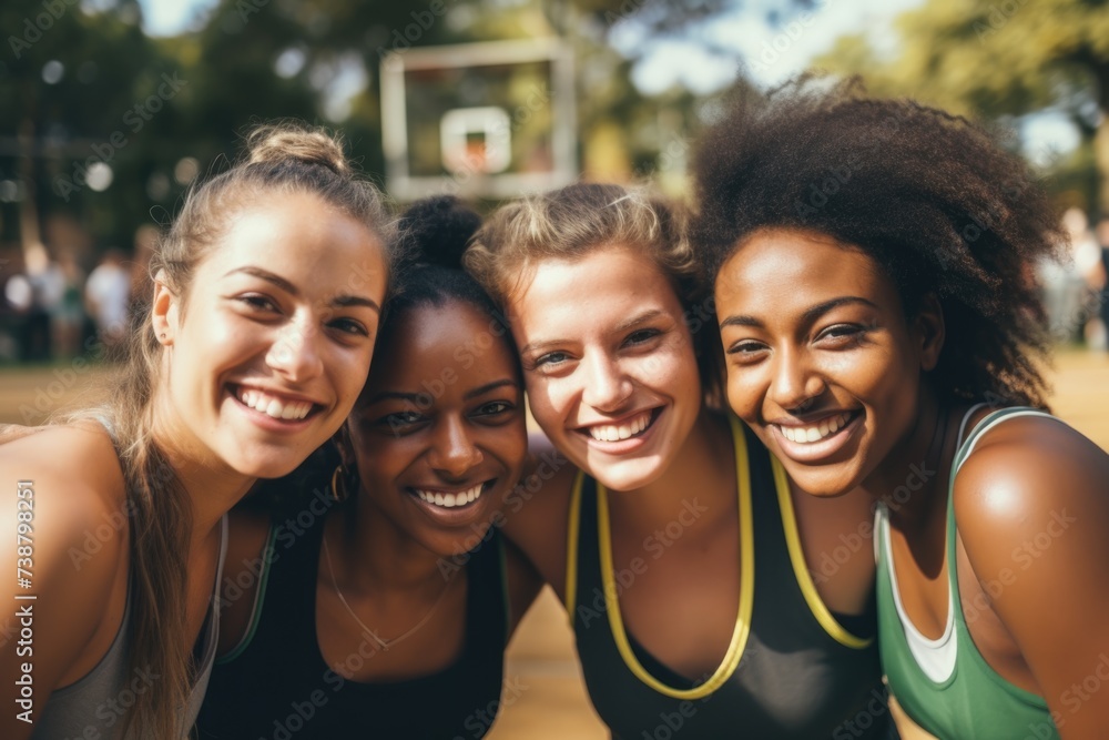 Group portrait of a female basketball team