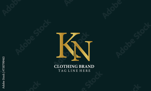 kn logo , clothing logo, letter logo, gold logo,