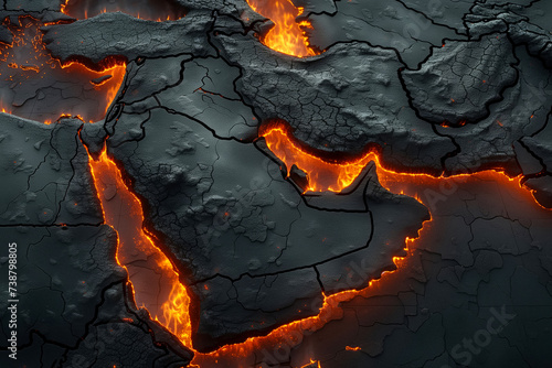 Volcanic map of Middle East, Israel, Palestine, Gaza, Arabian Peninsula, Iran