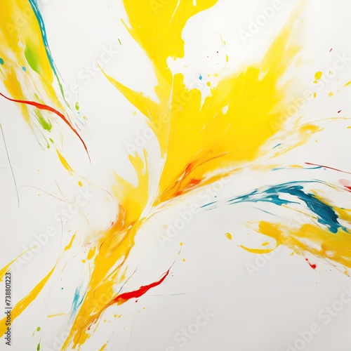 Multi colored abstract painting with bright White and yellow