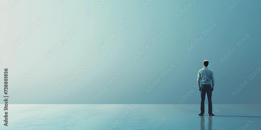 businessman standing on a blue background