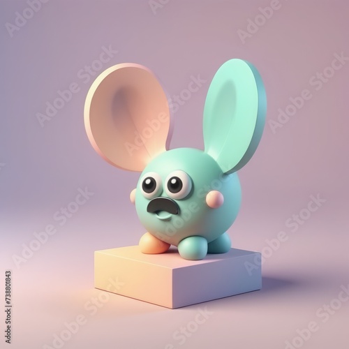 cute bunny 3d illustration. 3d illustration cute bunny 3d illustration. 3d illustration 3d render of funny bunny on pastel color background, happy easter greeting card © Shubham