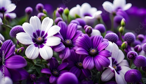 Purple and White Flowers Pattern Background