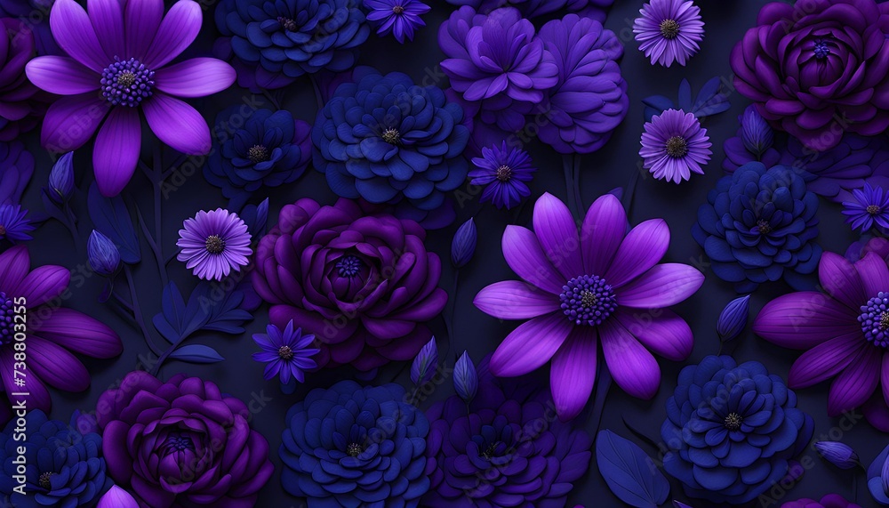 Purple and Dark Blue Flowers Pattern background Purple and Dark Blue Flowers Pattern background