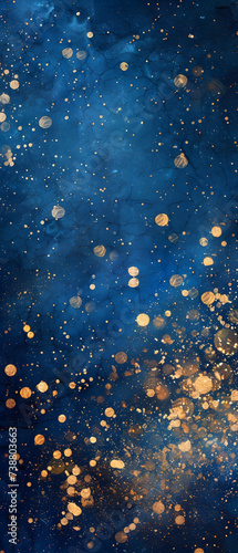 Blue and Gold Abstract Background and Bokeh on New Year's Eve