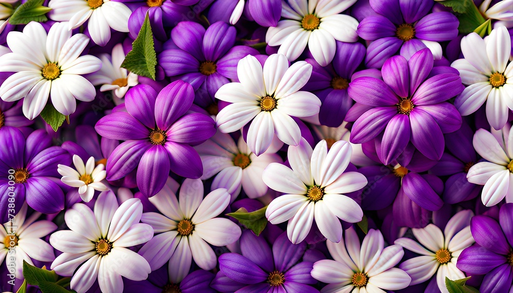 Purple and White Flowers Pattern Background