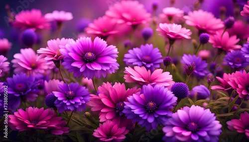 Purple and Pink Flowers Pattern Background