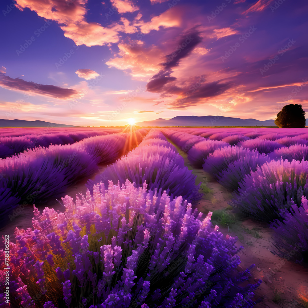 A field of lavender in full bloom