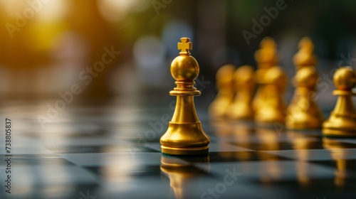 strategy ideas concept business futuristic graphic icon and golden chess board game