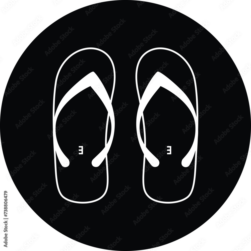 Beach slippers. Single flat icon on the circle. Vector illustration. Beach slippers. Single flat icon on the circle. Vector illustration.