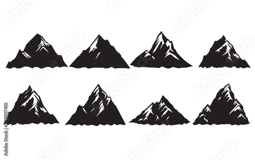 hand drawn mountain peaks set