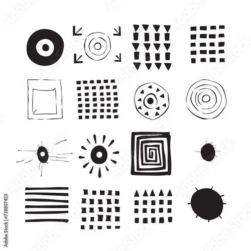 hand drawn squares circles arrows