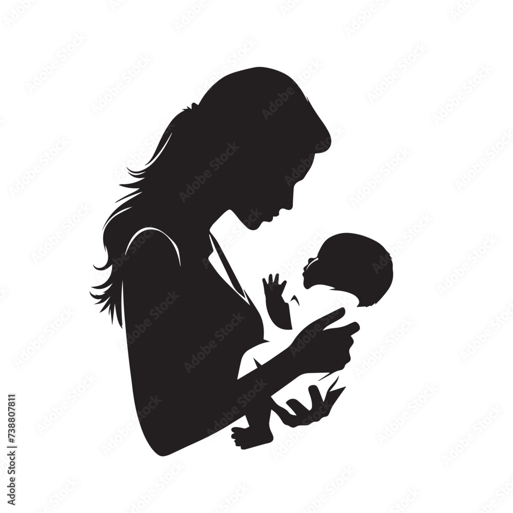 mother and baby silhouette
