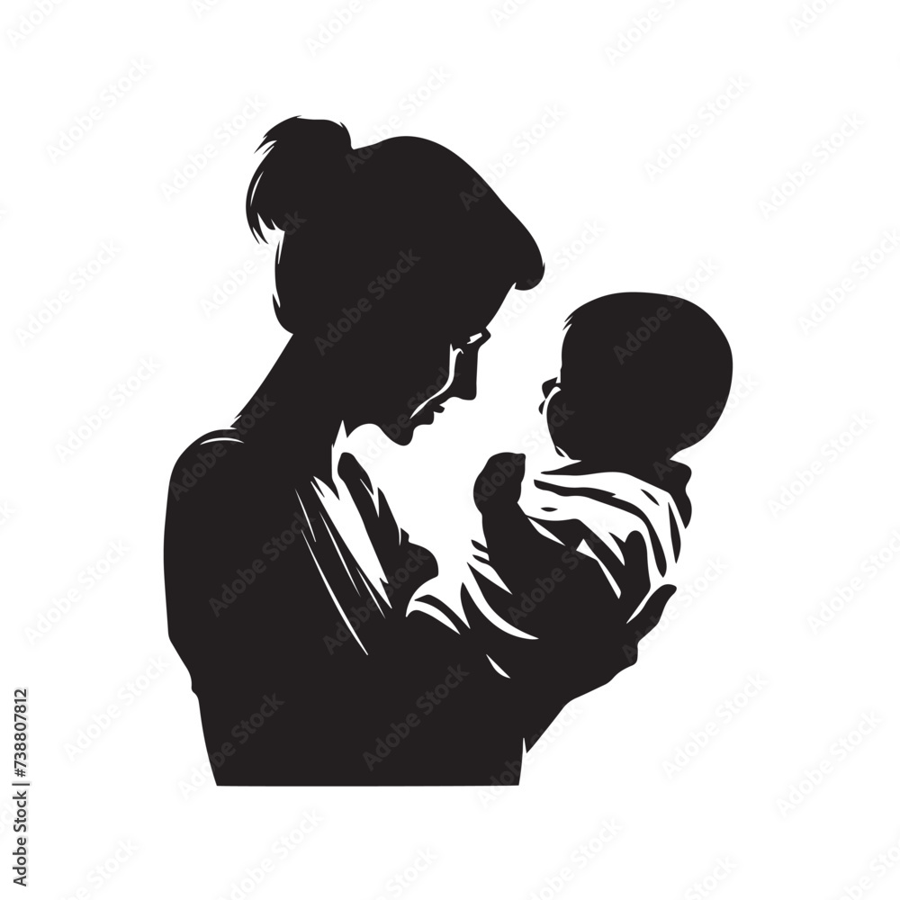 mother and baby silhouette