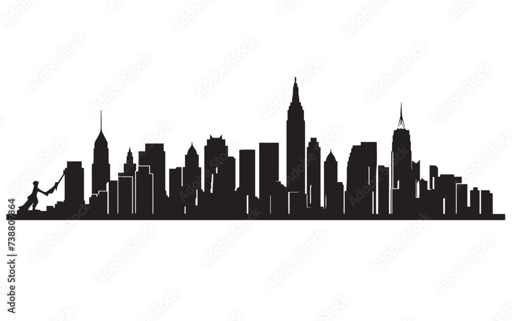 New York Skyline line silhouette
