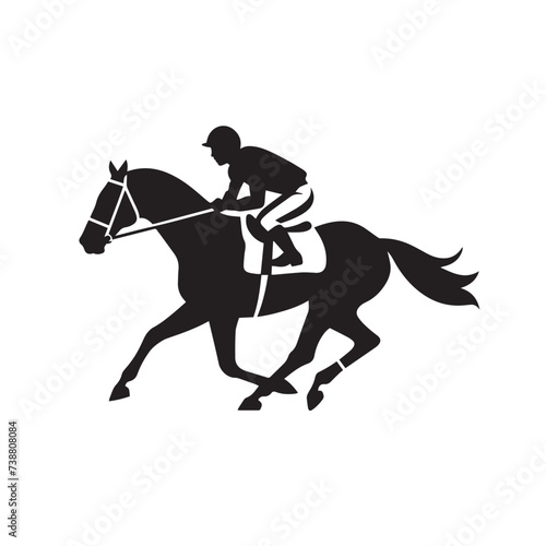 racing horse with jockey silhouette