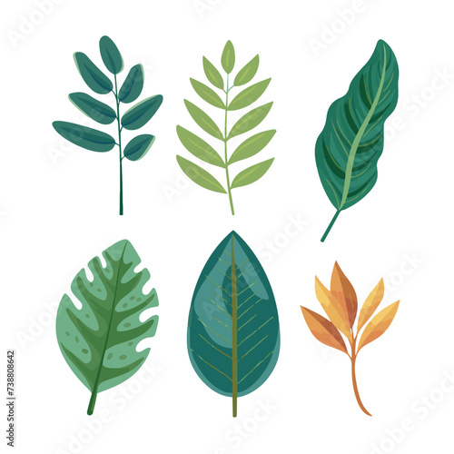 tropical leaves set of 4