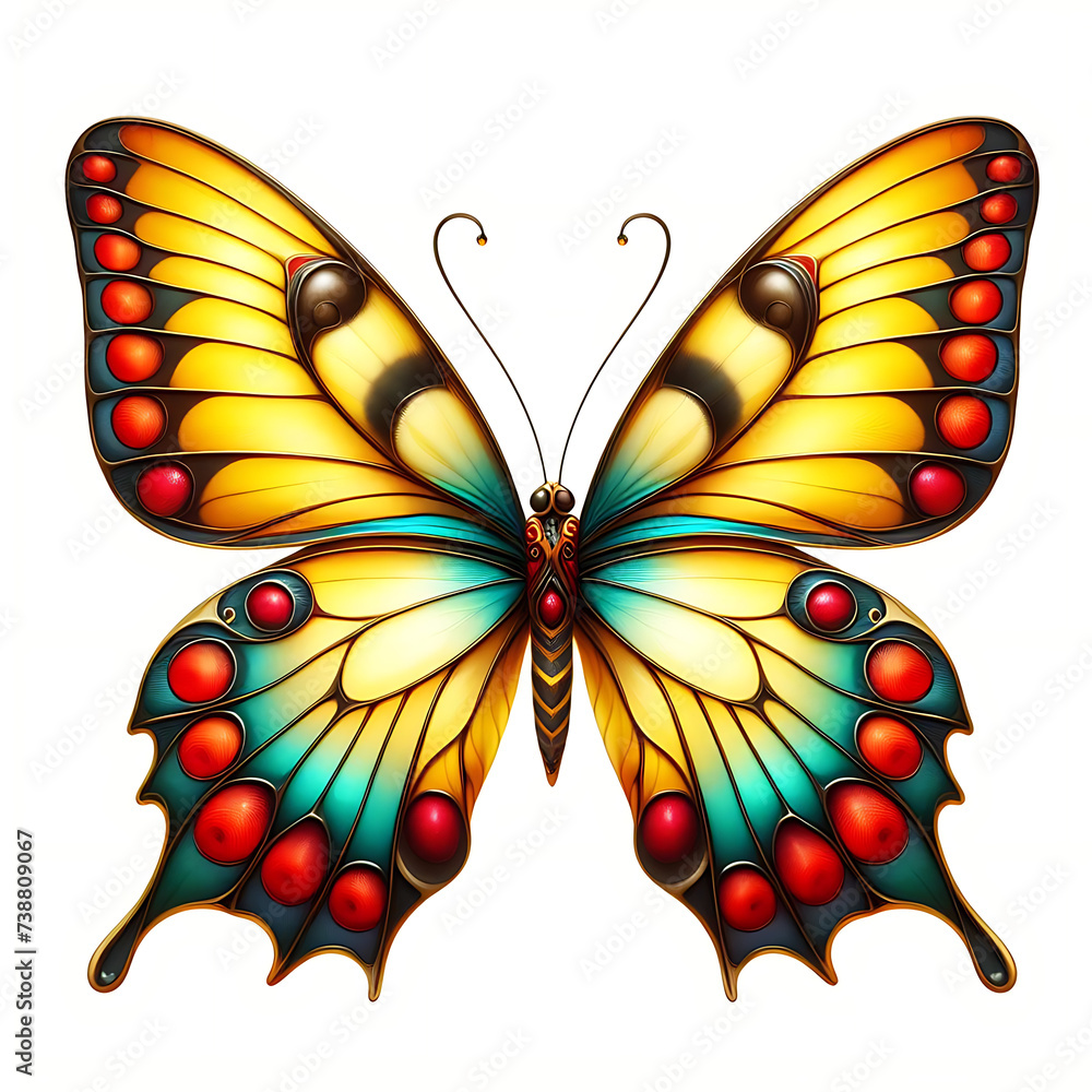 Butterfly with spotted wings isolated on transparent background, flat vector logo of a butterfly Butterfly with spotted wings isolated on transparent background, flat vector logo of a butterfly